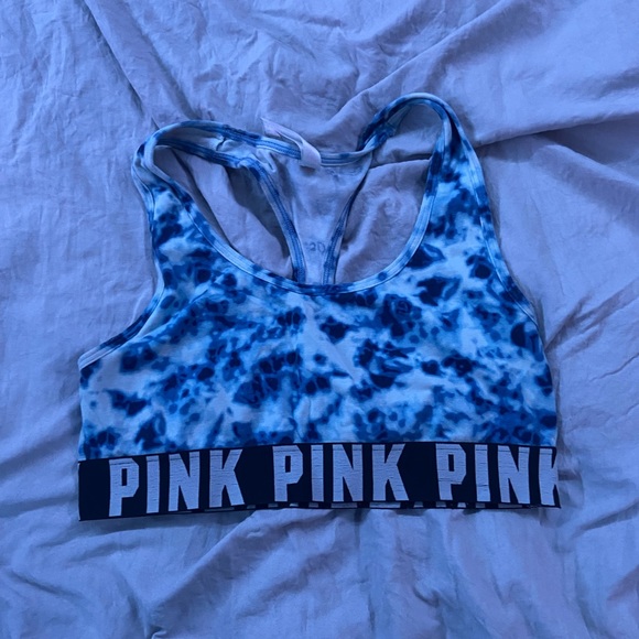 PINK Blue Tiedye Sports Bra - Picture 1 of 2